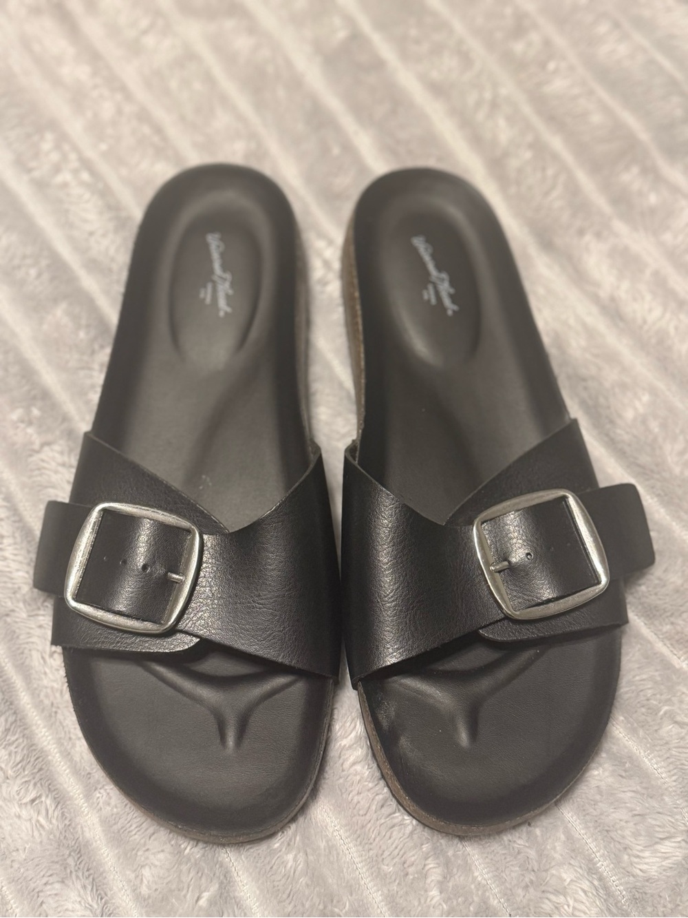 Universal Thread Women's Black Slide Sandals with Silver Buckle